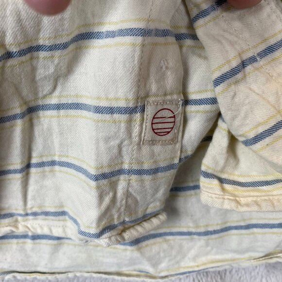 Marine Layer Mens Shirt Small Short Sleeve Striped Button-Up Yellow Blue Casual - Picture 8 of 11